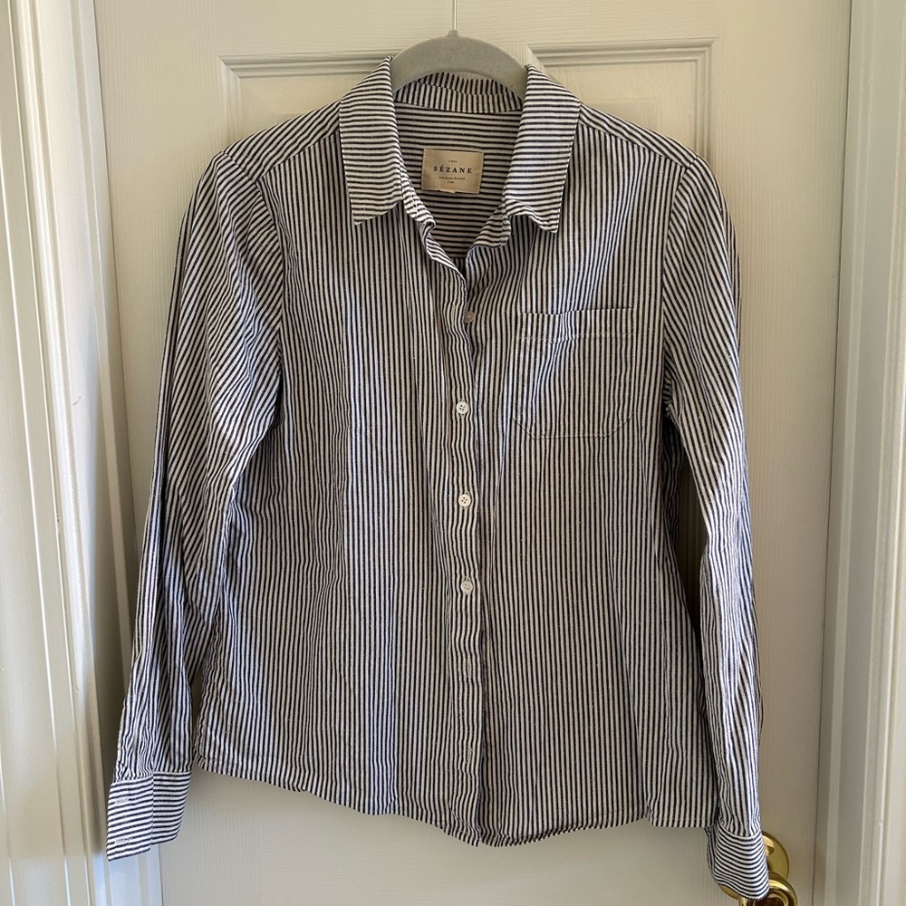 Sezane striped cotton button down
